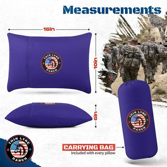 ThinLyneRanch Therapeutic Camping Travel Pillow – Shredded Small Memory Foam Pillow for Deployments, Airplanes, and Car Trips – Ideal Size for Sleeping, Backpacking, Portable Camp Gear - Blurple Color