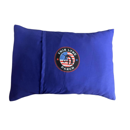 ThinLyneRanch Therapeutic Camping Travel Pillow – Shredded Small Memory Foam Pillow for Deployments, Airplanes, and Car Trips – Ideal Size for Sleeping, Backpacking, and Portable Camp Gear (Blue)