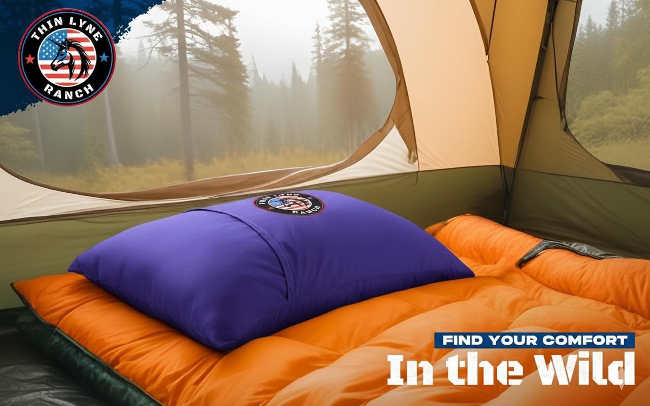 ThinLyneRanch Therapeutic Camping Travel Pillow – Shredded Small Memory Foam Pillow for Deployments, Airplanes, and Car Trips – Ideal Size for Sleeping, Backpacking, Portable Camp Gear - Blurple Color