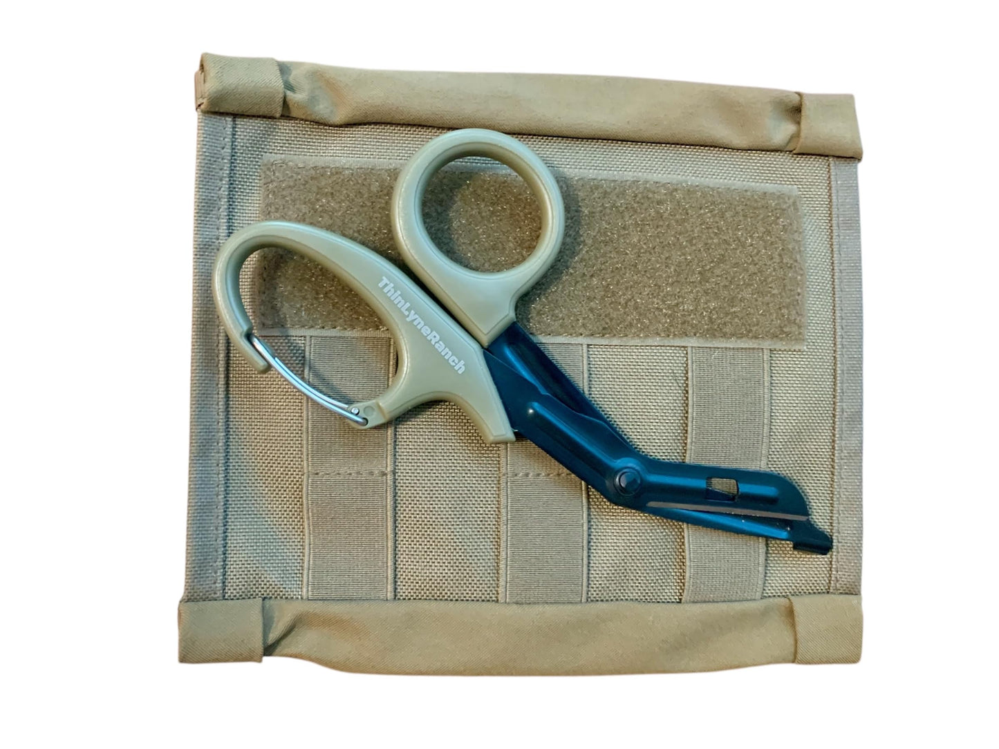 Tactical Trauma Shears with Oxygen Key – Compatible with ThinLyneRanch Tactical Headrest IFAK – Heavy-Duty EMT & First Responder Scissors, Stainless Steel Blades, Blunt-Tip Safety, Carabiner Clip – Military-Grade Medical Shears - FDE