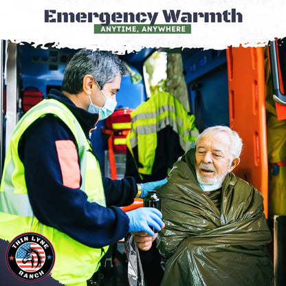 ThinLyneRanch Ultra-Large Waterproof Emergency Sleeping Bag for Survival - Hypothermia Prevention & Shelter - Multi-Person Bivvy Sack - Ideal Survival Gear, Emergency Bivy Camping Essentials (Orange)