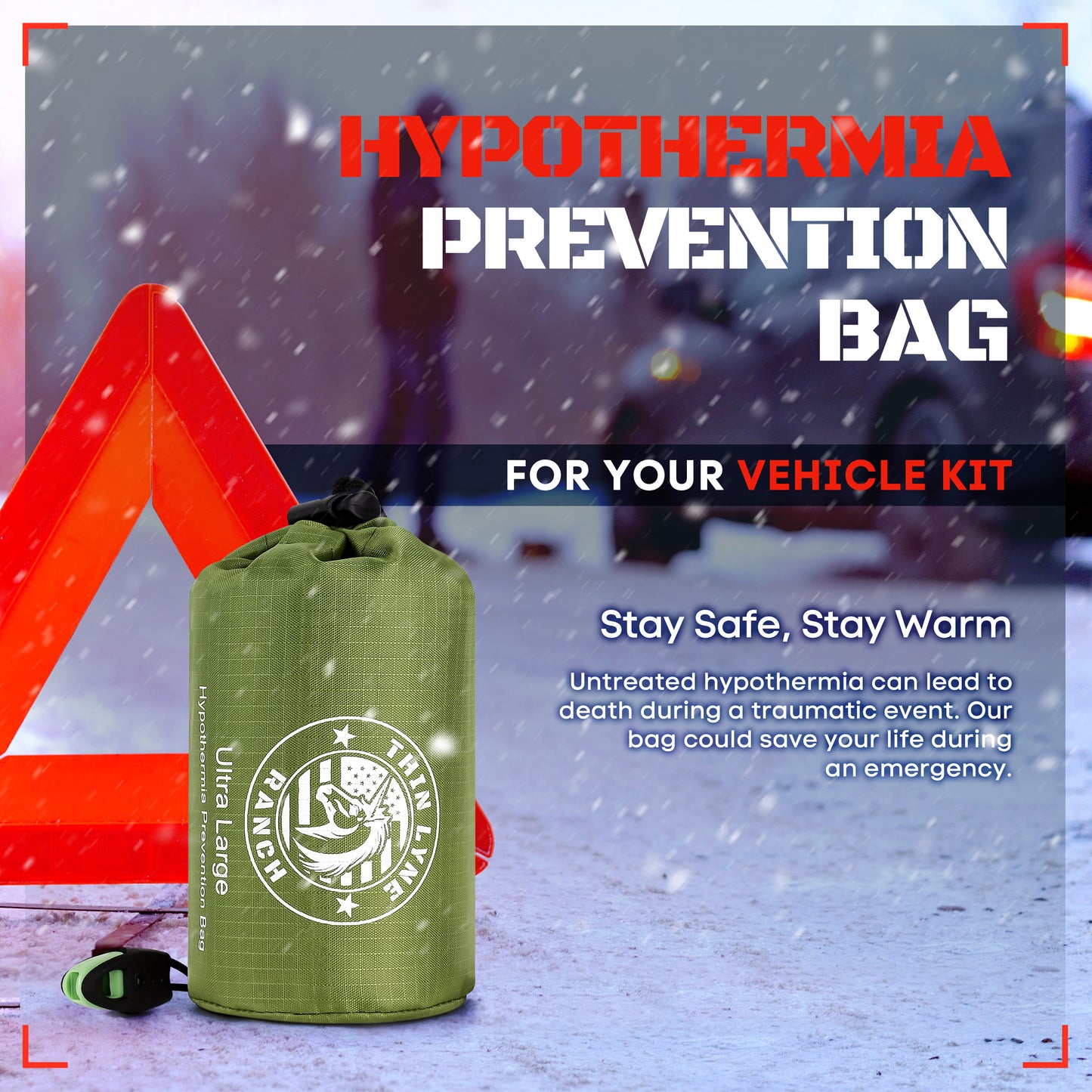 ThinLyneRanch® Ultra Large Hypothermia Survival Sleeping Bag (For When Things Go Sideways)